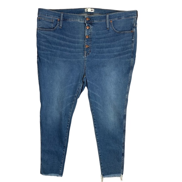 Madewell 10" High-Rise Skinny Jeans in Mackey Wash: Button-Front Edition Size 37 - Picture 5 of 8